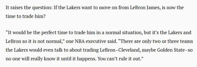 开云下载-NBA高管：湖人就算交易詹姆斯 也只会和骑士勇士等两三队谈判